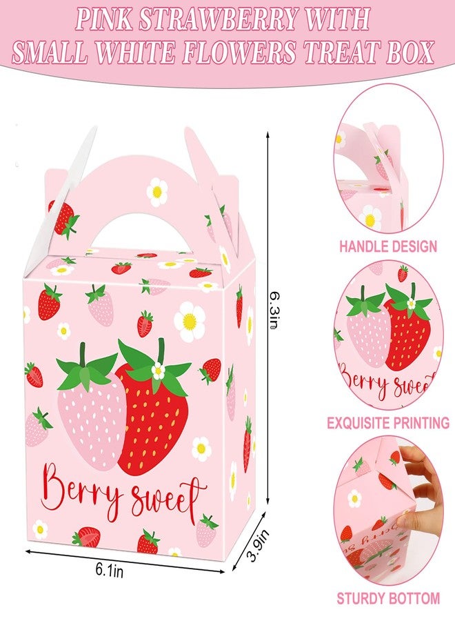 FYSUIMU 24Pcs Strawberry Birthday Party Favor Sweet Berry Treat Box 6.1 x 3.9 x 6.3in Summer Strawberry Cute Fruit Candy Goodie Gift Box for Sweet One Birthday Baby Shower Party Supplies - Image 2